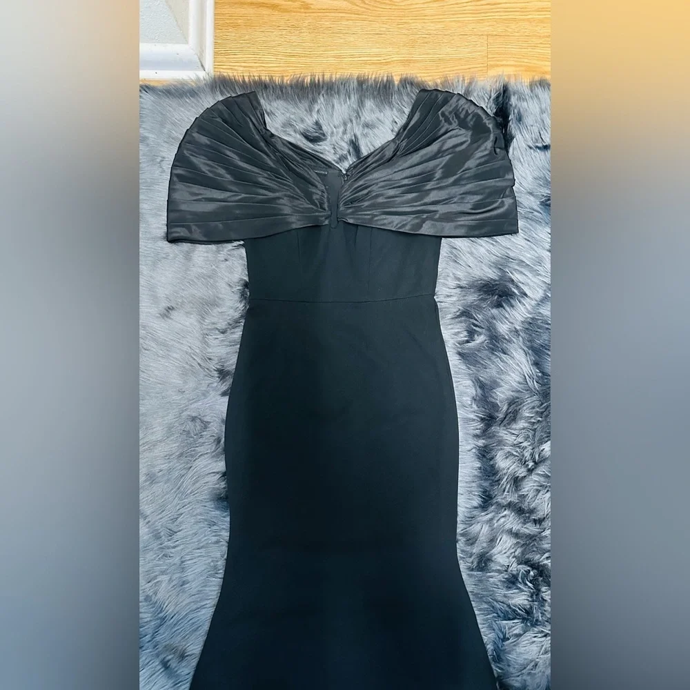 ZAC POSEN Black Puff Sleeves Maxi Mermaid Dress - Picture 9 of 14